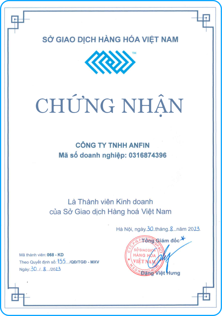 Giấy chứng nhận của sở hàng hoá Việt Nam